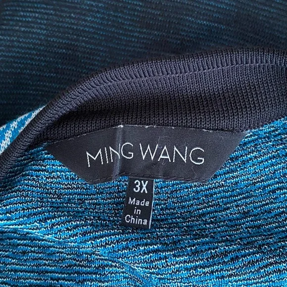 Ming Wang Acrylic Black & Blue Cardigan Jacket Plus Size 3X Side Vents - Picture 8 of 10